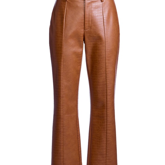 NWOT Boston Proper Stylish Brown Leather Cropped Pants - Picture 3 of 9